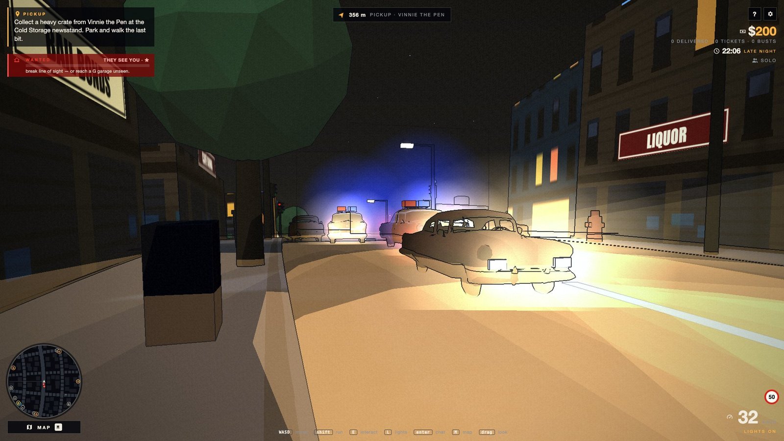 Night pursuit with the wanted bar full